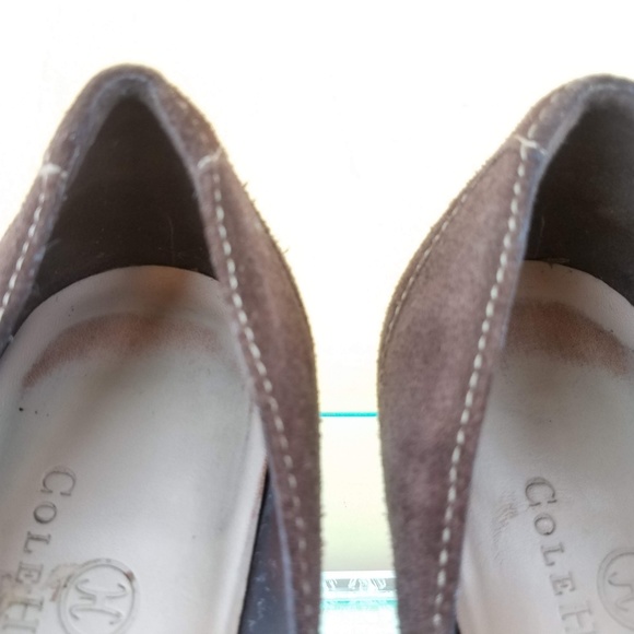 Cole Haan Brown Suede Leather Slip On Heels 5.5C - Picture 3 of 8